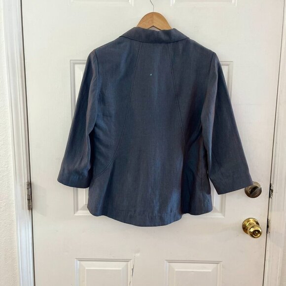 Lafayette 148 Woman's Career Blue Iridescent Metallic Linen Blazer Set Sz 6 - Picture 10 of 16